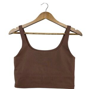 All Access Bandier Crop Tank Longline Sports Bra in chocolate mocha brown small